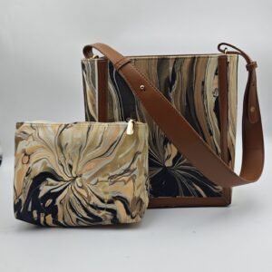 Artistic Fluid-Pattern Mother-and-Child Tote Bag Set