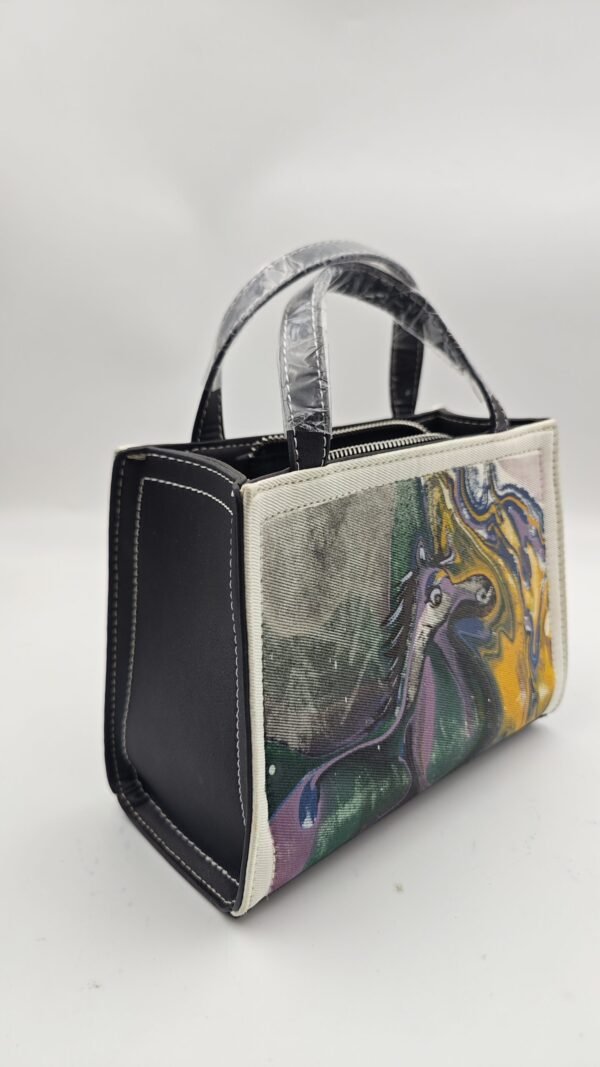 Abstract Galloping Horse Print Handbag