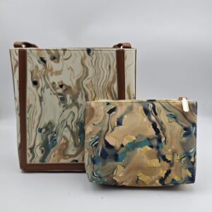 Mother-and-Child Bag Set with Beach Tide & Shell Texture