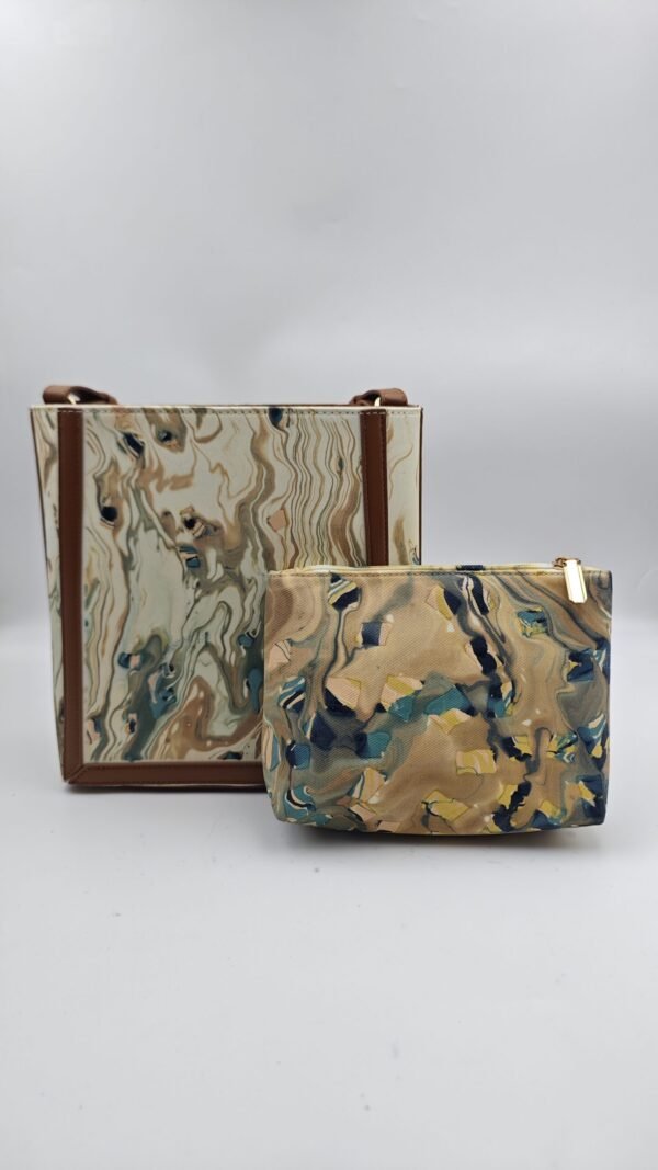 Mother-and-Child Bag Set with Beach Tide & Shell Texture