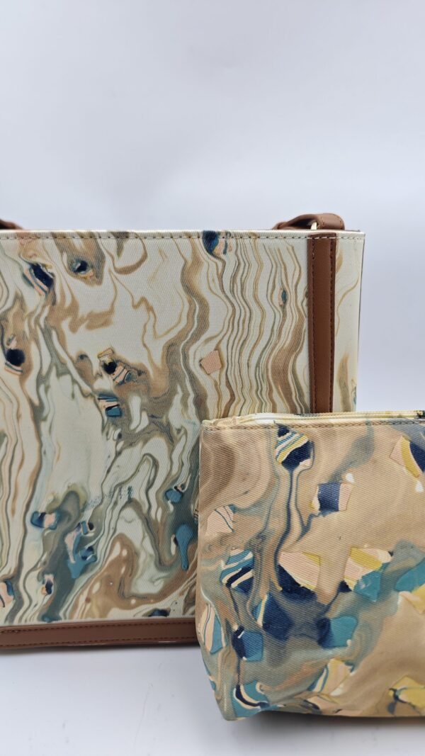 Mother-and-Child Bag Set with Beach Tide & Shell Texture