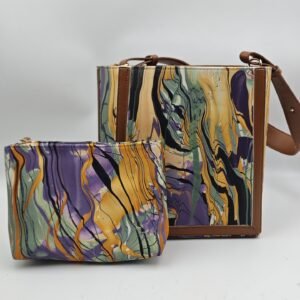Mother-and-Child Bag Set with Twilight Iris Field Print