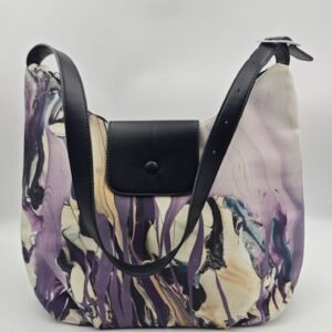 Relaxed-Style Tote Bag with Flowing Purple Mist Patterns