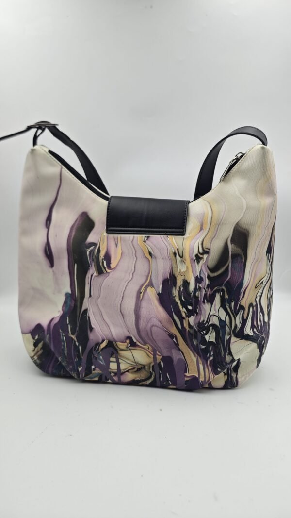 Relaxed-Style Tote Bag with Flowing Purple Mist Patterns
