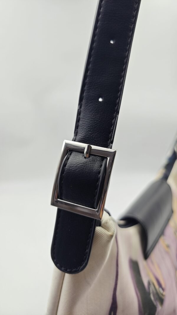 Relaxed-Style Tote Bag with Flowing Purple Mist Patterns